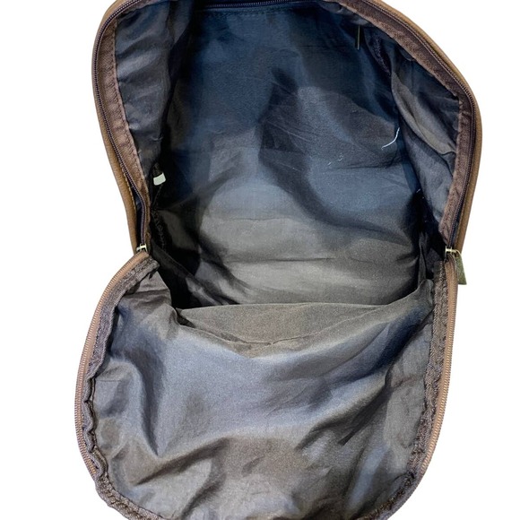 Navy Blue Pink Floral Faux Leather Trimmed Machine Washable Backpack Book Bag - Picture 5 of 6